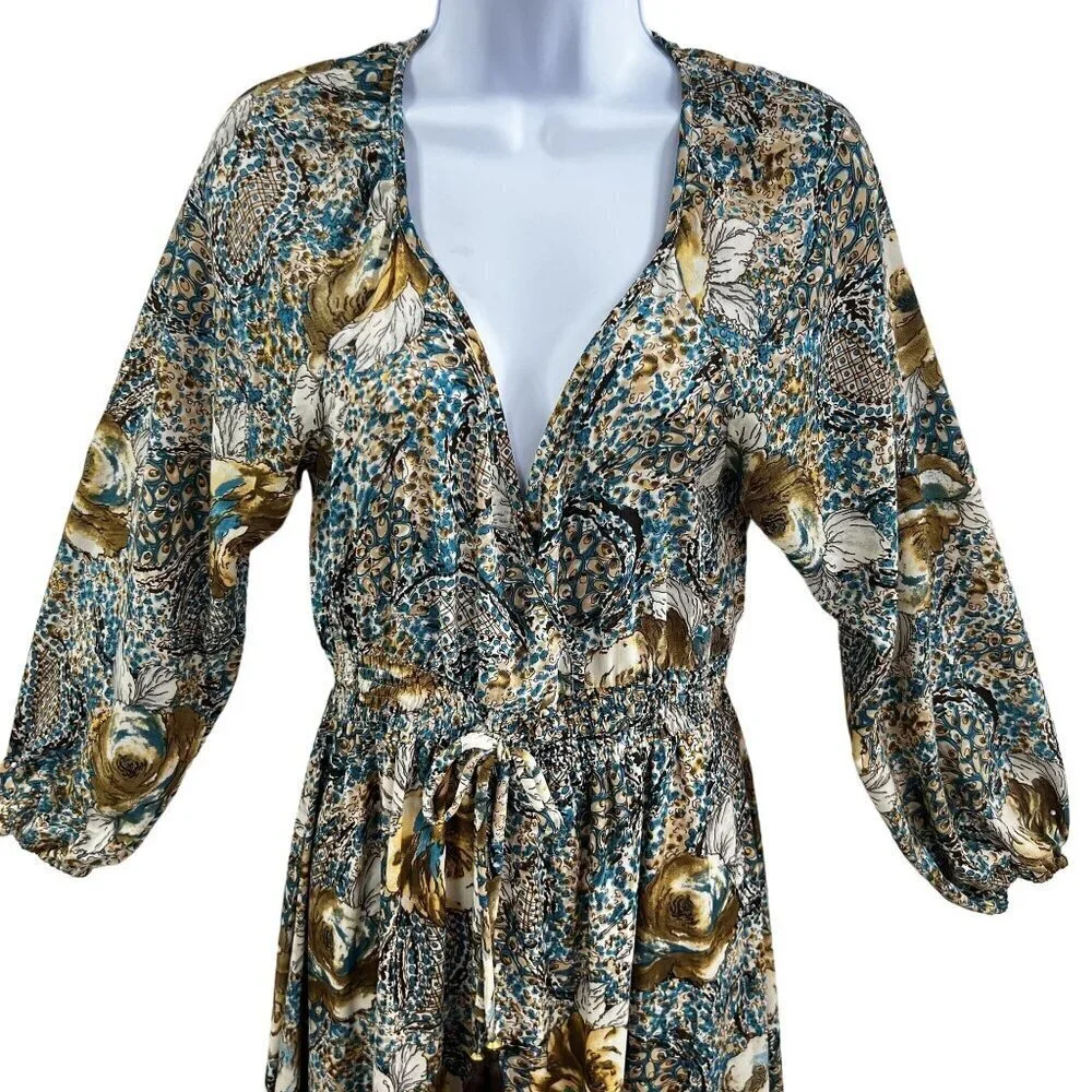 Anthropologie Boemo S Boho Paisley Tiered Maxi Dress Tie Waist Hippie Coachella - Picture 2 of 15